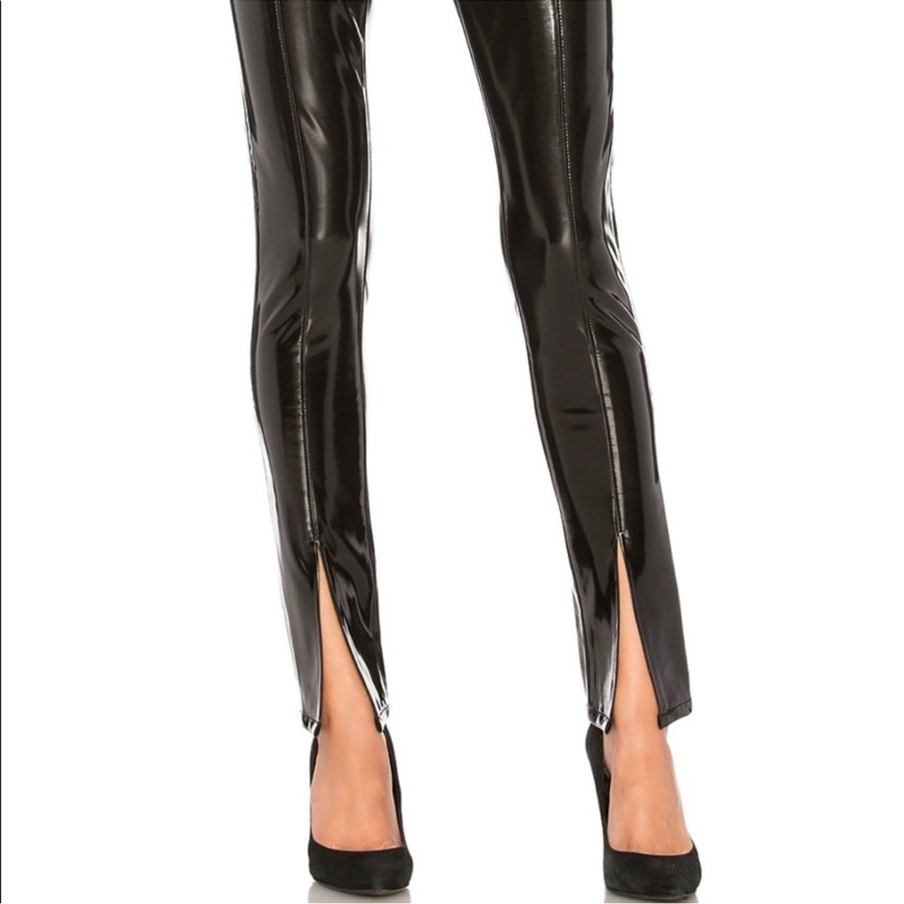 Sold  Blanc NYC Dominatrix Black Vinyl Split Hem Pants Size 28 - Picture 3 of 11